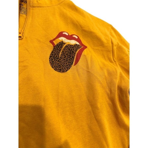 The Rolling Stones‎ Women's XS yellow Quarter Zip Pullover Lips Logo - Picture 3 of 4
